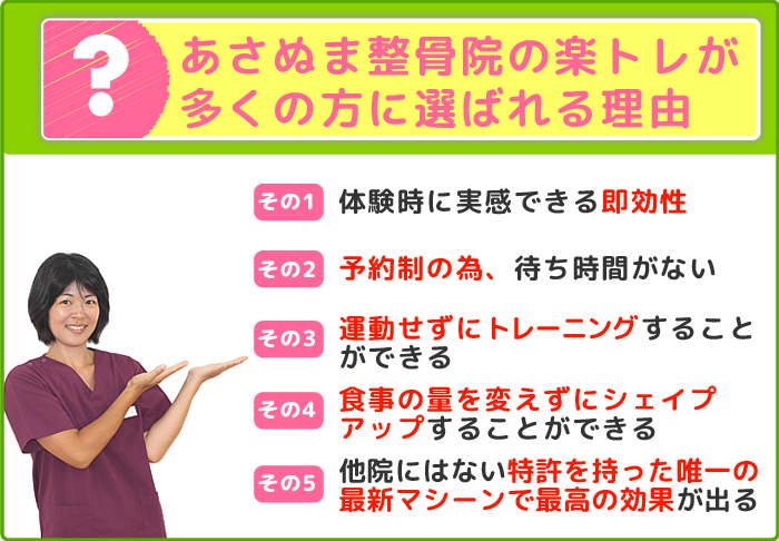 あさぬま整骨院の楽トレが多くの方に選ばれる理由
